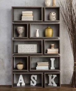 Willett 65.25" Contemporary Decorative Display Cabinet Distressed Gray - HOMES: Inside + Out -Bookshelves Sales Shop unnamed file 3913