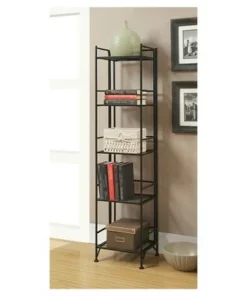 57.75" 5 Tier Folding Metal Shelf Black - Breighton Home -Bookshelves Sales Shop unnamed file 3933