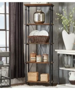 Ronay Rustic Industrial Etagere Bookshelf - Inspire Q Oak -Bookshelves Sales Shop unnamed file 3953