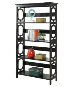 Breighton Home Omega 5 Tier Bookcase 59.75" - Convenience Concepts® Black