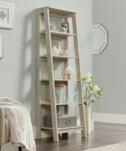 71" 5 Shelf Trestle Bookshelf Chalked Chestnut - Sauder