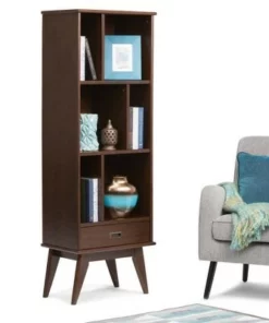 Tierney Solid Hardwood Mid Century Bookcase and Storage Unit - WyndenHall Teak
