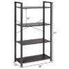 Costway 4-Tier Bookshelf Industrial Bookcase Diaplay Shelf Storage Rack Rustic BrownBlack