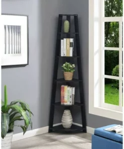 Breighton Home Newport 5 Tier Corner Bookshelf - Johar Furniture Gray