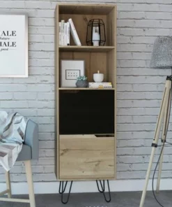 67" Aster 2 Tier Shelf Slim Bookshelf Light Wood - RST Brands