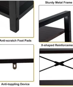 Costway 4-Tier Bookshelf Industrial Bookcase Diaplay Shelf Storage Rack Rustic BrownBlack -Bookshelves Sales Shop unnamed file 401