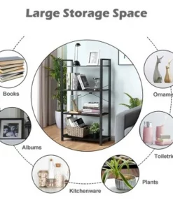 Costway 4-Tier Bookshelf Industrial Bookcase Diaplay Shelf Storage Rack Rustic BrownBlack -Bookshelves Sales Shop unnamed file 402