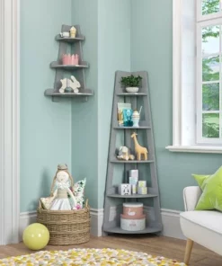 Kids' 5 Tier Corner Ladder Shelf - RiverRidge Home Gray -Bookshelves Sales Shop unnamed file 4024