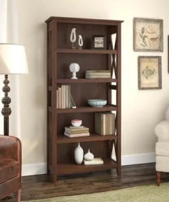 5 Shelf Key West Bookcase - Bush Furniture Pure White Oak