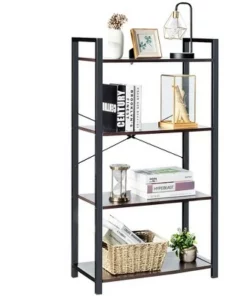 Costway 4-Tier Bookshelf Industrial Bookcase Diaplay Shelf Storage Rack Rustic BrownBlack -Bookshelves Sales Shop unnamed file 405