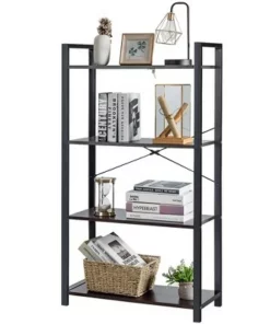 Costway 4-Tier Bookshelf Industrial Bookcase Diaplay Shelf Storage Rack Rustic BrownBlack -Bookshelves Sales Shop unnamed file 406