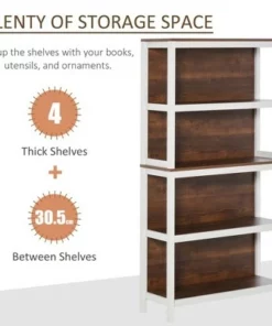 HOMCOM 4 Tier Bookshelf Utility Storage Shelf Organizer with Back Support -Bookshelves Sales Shop unnamed file 4084