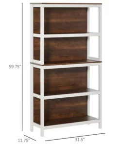 HOMCOM 4 Tier Bookshelf Utility Storage Shelf Organizer with Back Support -Bookshelves Sales Shop unnamed file 4085
