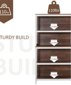 HOMCOM 4 Tier Bookshelf Utility Storage Shelf Organizer with Back Support -Bookshelves Sales Shop unnamed file 4086