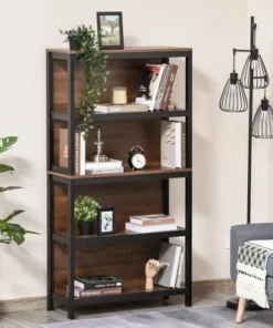 HOMCOM 4 Tier Bookshelf Utility Storage Shelf Organizer with Back Support -Bookshelves Sales Shop unnamed file 4090