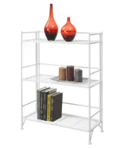 33" 3 Tier Wide Folding Metal Shelf White - Breighton Home