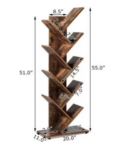 Costway Tree Bookshelf 8-Tier Bookcase Free Standing Book Rack Display Stand