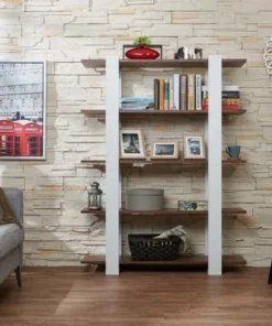 62.4" Talia 5 Shelf Bookcase Walnut/White - miBasics