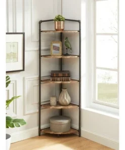 63.75" Beeme 5 Tier Corner Bookshelf Sand Black/Light Pure Copper - HOMES: Inside + Out