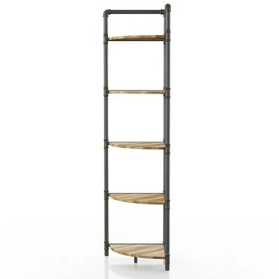 63.75" Beeme 5 Tier Corner Bookshelf Sand Black/Light Pure Copper - HOMES: Inside + Out 4 63.75" Beeme 5 Tier Corner Bookshelf Sand Black/Light Pure Copper - HOMES: Inside + Out - Image 2
