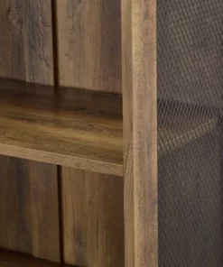 68" Grevaldi Industrial Mesh Side Bookshelf - Saracina Home Rustic Oak -Bookshelves Sales Shop unnamed file 4180