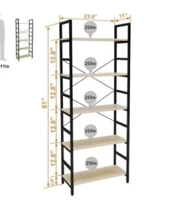 Bestier 5 Tier Adjustable Multifunctional Storage Display Bookcase 26 Inch