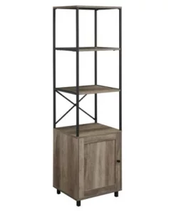 64" Paterson Industrial Farmhouse Storage Shelf with Cabinet - Saracina Home Rustic Oak -Bookshelves Sales Shop unnamed file 4196