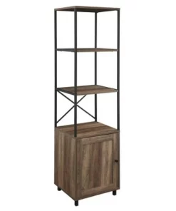 64" Paterson Industrial Farmhouse Storage Shelf with Cabinet - Saracina Home Rustic Oak -Bookshelves Sales Shop unnamed file 4197