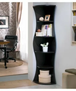 70.8" Ronni Contemporary 5 Shelf Corner Bookcase Walnut - HOMES: Inside + Out