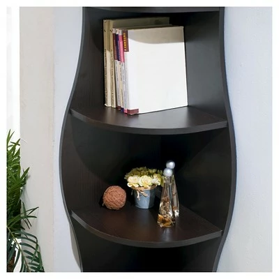 70.8" Ronni Contemporary 5 Shelf Corner Bookcase Walnut - HOMES: Inside + Out 5 70.8" Ronni Contemporary 5 Shelf Corner Bookcase Walnut - HOMES: Inside + Out - Image 3