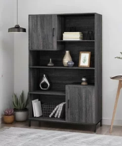 64.5" Frankford Contemporary Cube Unit Bookcase Dark Gray - Christopher Knight Home