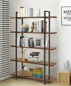 Costway 5-Tier Bookshelf Industrial Bookcase Open Storage Shelf Display Rack