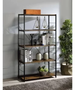 57" Tesadea Bookcase - Acme Furniture Rustic Oak/black