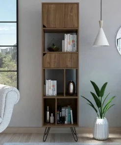 67" Aster 3 Tier Shelf Bookcase Walnut - RST Brands