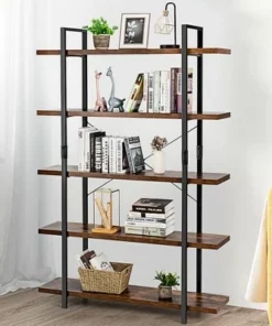 Costway 5-Tier Bookshelf Industrial Bookcase Open Storage Shelf Display Rack -Bookshelves Sales Shop unnamed file 427