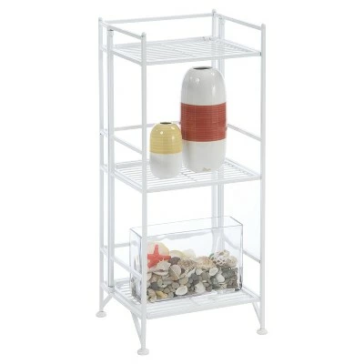 32.75" 3 Tier Folding Metal Shelf White - Breighton Home 3 32.75" 3 Tier Folding Metal Shelf White - Breighton Home