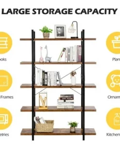 Costway 5-Tier Bookshelf Industrial Bookcase Open Storage Shelf Display Rack -Bookshelves Sales Shop unnamed file 428