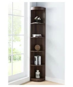 77" Pella Contemporary Corner Display Shelf Dark Walnut - HOMES: Inside + Out