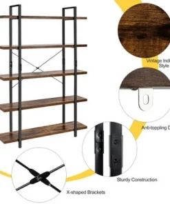 Costway 5-Tier Bookshelf Industrial Bookcase Open Storage Shelf Display Rack -Bookshelves Sales Shop unnamed file 430