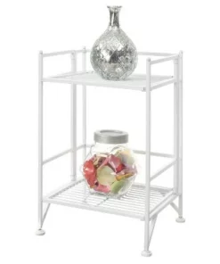 20.25" 2 Tier Folding Metal Shelf White - Breighton Home
