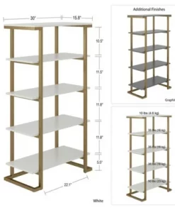 55.51" Camila 5 Shelf Bookcase White - CosmoLiving by Cosmopolitan -Bookshelves Sales Shop unnamed file 4323