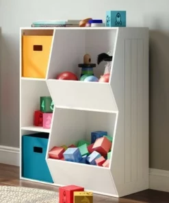 RiverRidge Home Kids' 3 Cubby with 2 Veggie Bin Floor Cabinet White - RiverRidge