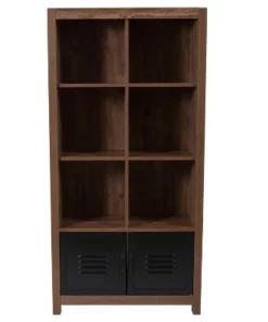 Flash Furniture New Lancaster Collection 59.5"H 6 Cube Storage Organizer Bookcase with Metal Cabinet Doors in Crosscut Oak Wood Grain Finish -Bookshelves Sales Shop unnamed file 4346
