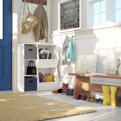 RiverRidge Home Kids' 3 Cubby with 2 Veggie Bin Floor Cabinet White - RiverRidge 4 RiverRidge Home Kids' 3 Cubby with 2 Veggie Bin Floor Cabinet White - RiverRidge - Image 2