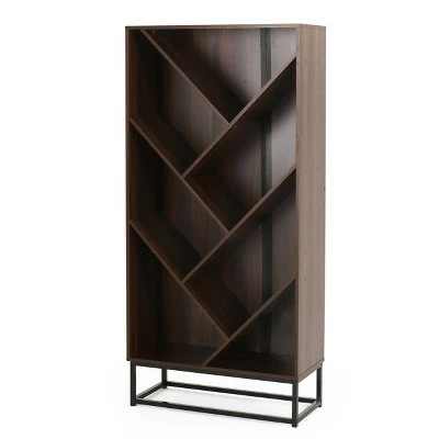 65" Bucy Modern Industrial 6 Shelf V Bookcase - Christopher Knight Home Dark Gray/black 9 65" Bucy Modern Industrial 6 Shelf V Bookcase - Christopher Knight Home Dark Gray/black - Image 7