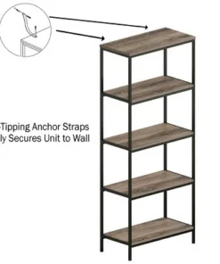 Lavish Home 5-Tier Open Industrial Style Wooden Bookshelf, Gray Woodgrain 10 Lavish Home 5-Tier Open Industrial Style Wooden Bookshelf, Gray Woodgrain -Bookshelves Sales Shop unnamed file 4371