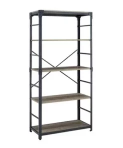 64" Benny Angle Iron 4 Tiered Mixed Material Bookshelf - Saracina Home Rustic Oak -Bookshelves Sales Shop unnamed file 4380