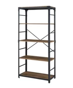 64" Benny Angle Iron 4 Tiered Mixed Material Bookshelf - Saracina Home Rustic Oak -Bookshelves Sales Shop unnamed file 4381