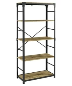 64" Benny Angle Iron 4 Tiered Mixed Material Bookshelf - Saracina Home Rustic Oak -Bookshelves Sales Shop unnamed file 4382