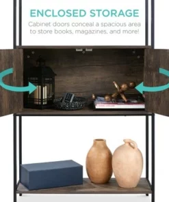 Best Choice Products Storage Bookshelf for Living Room, Walkway w/ Enclosed Cabinet, Elevated Design